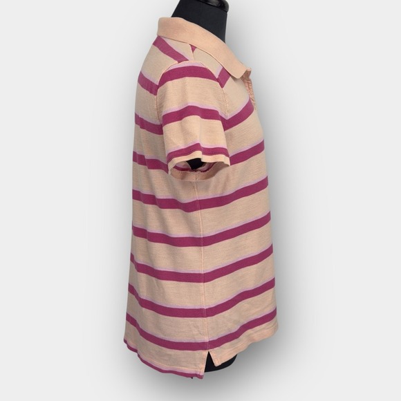 American Eagle Pink & Cream Striped Polo Shirt Women's XL Slim Fit (Runs Small) - Picture 2 of 9